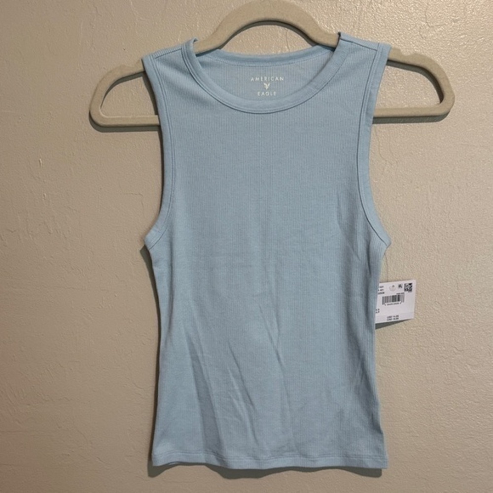 NWT American Eagle Soft Blue Ribbed Tee Size Small